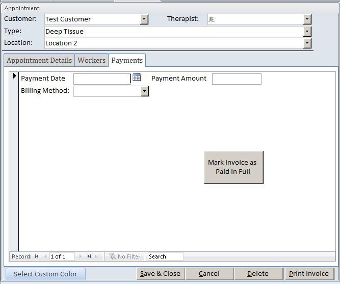 Massage Therapist Appointment Tracking Template | Appointment Database